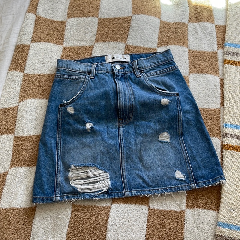 Reformation denim skirt